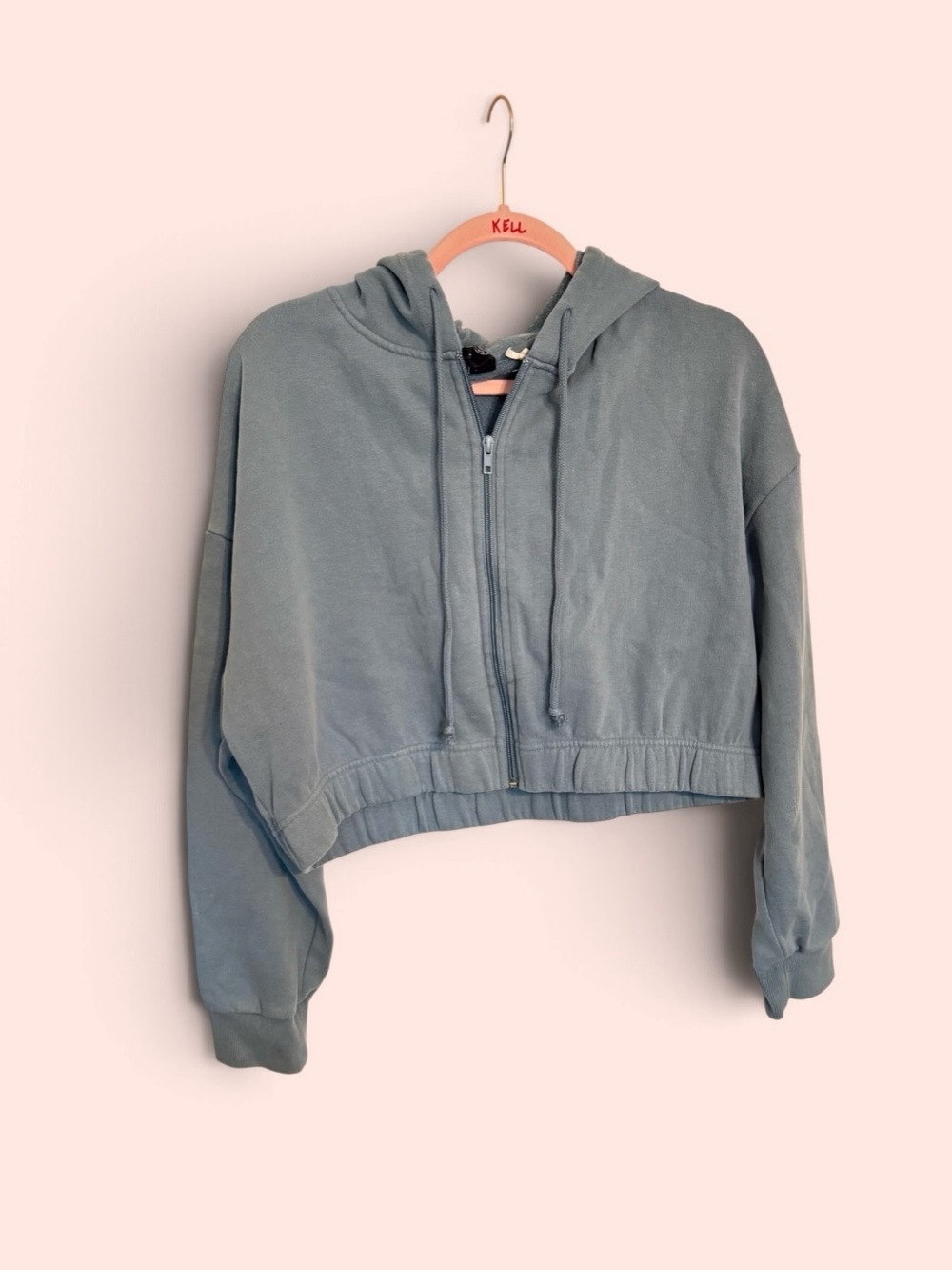 aerie Cropped Zip Hoodie - Slate Blue